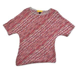 St. John Yellow Label Asymmetrical‎ Sweater Top Multicolor Size Small Wool Blend